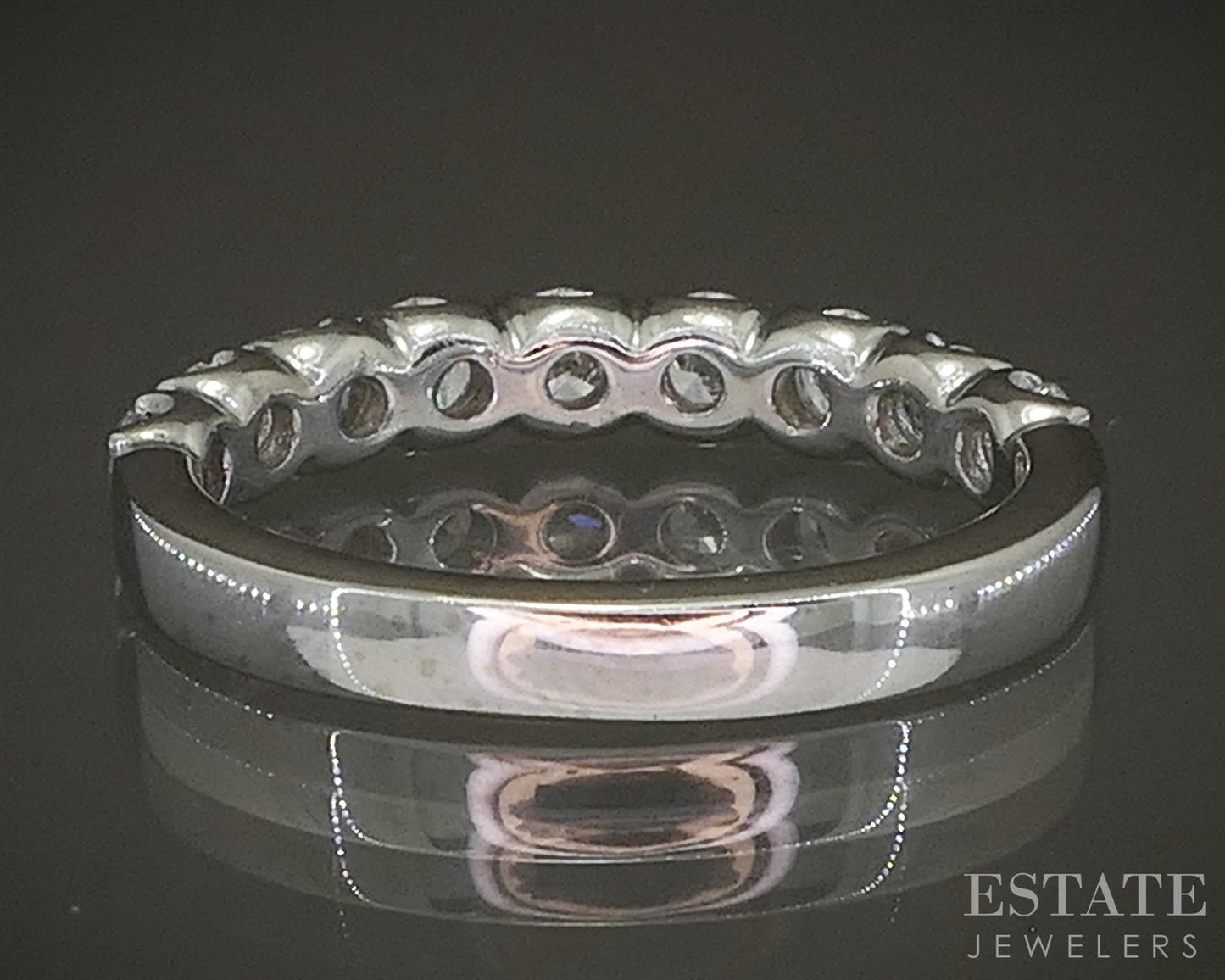 14k White Gold Natural .63ctw Diamond 9-Stone Ladies Wedding Band 3.6g p27132