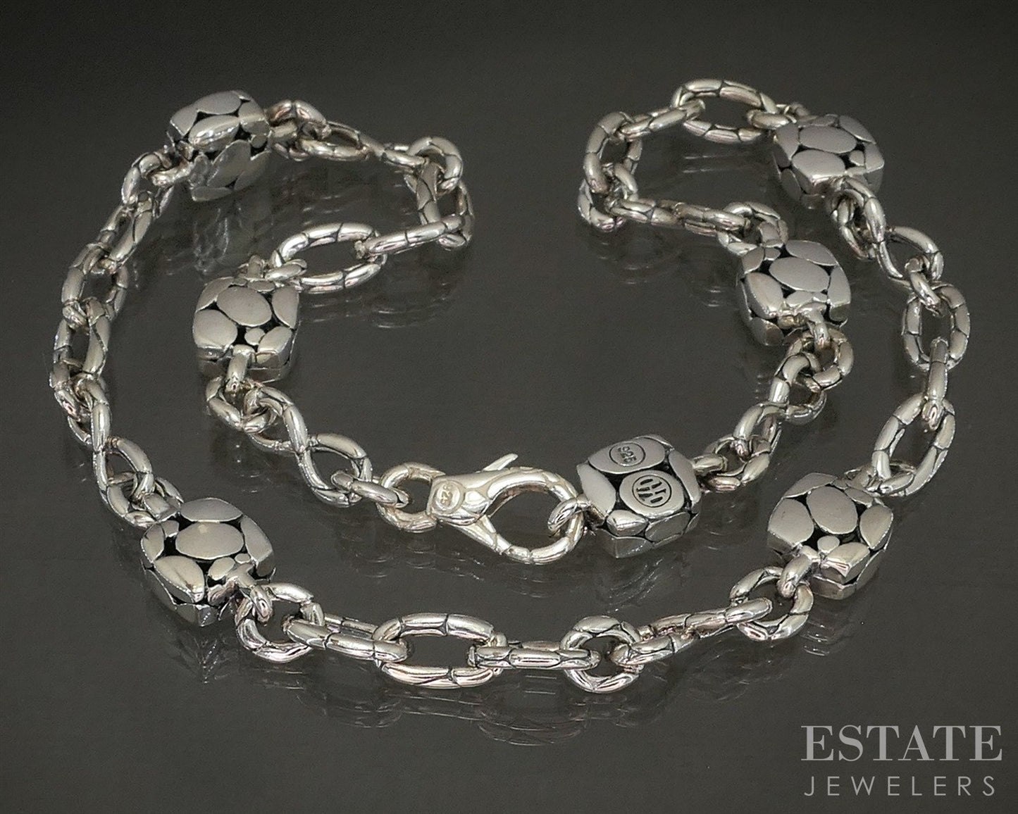 Sterling Silver John Hardy Kali Pebble Link Station Necklace 59g 18"L p27194