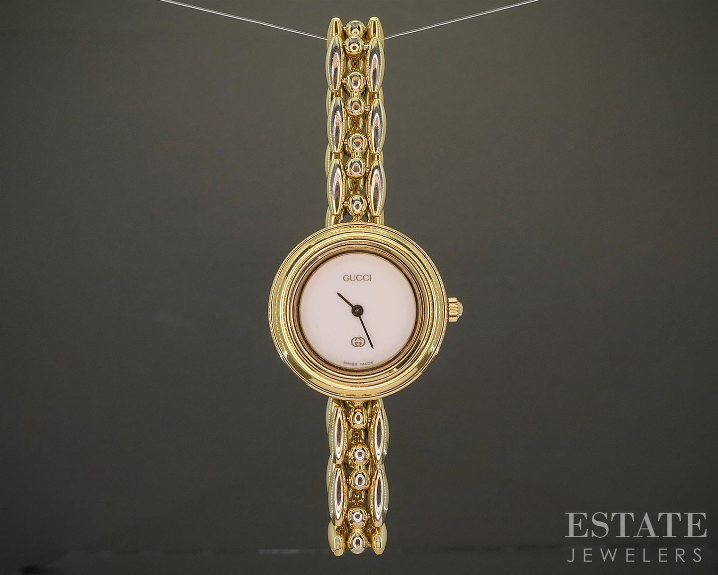 Gucci 11/12 Gold Tone White Dial Bracelet Ladies Watch p26795