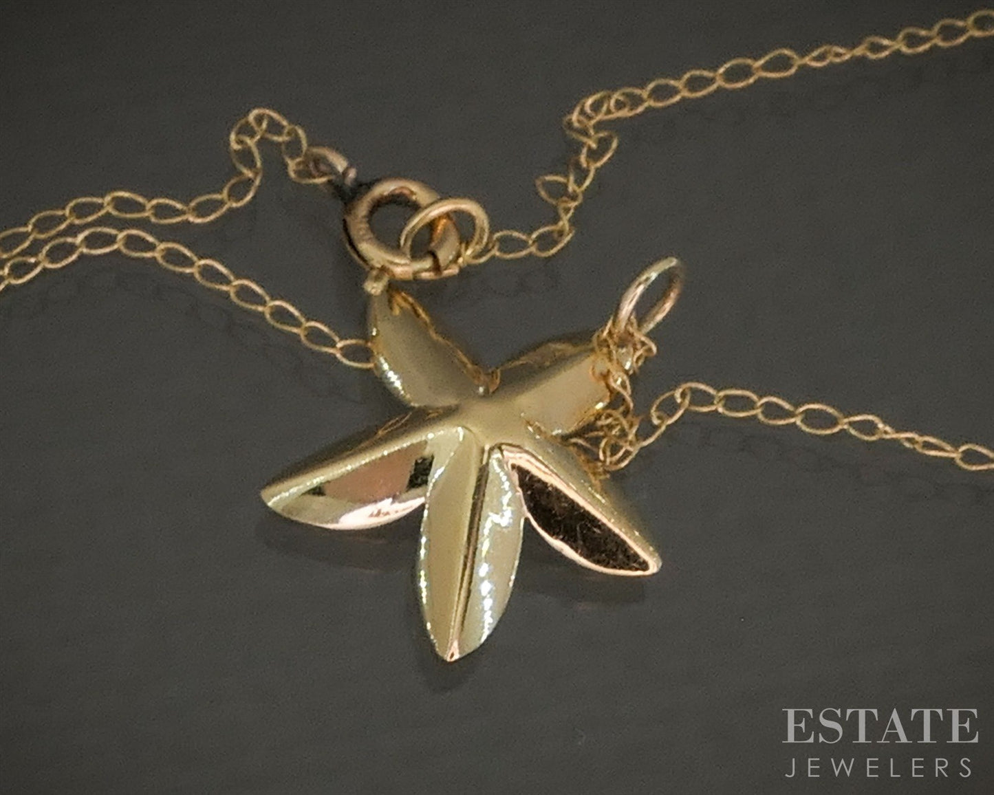 Vintage 14k Yellow Gold Natural Diamond Flower Necklace 1.6g 18"L p25538