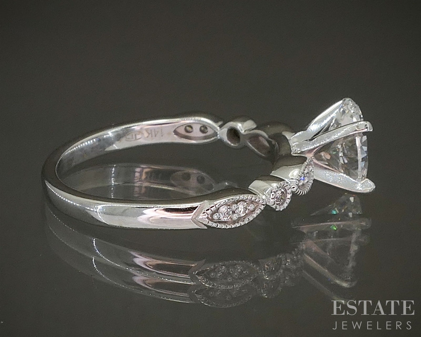 14k White Gold GIA Oval Natural 1.07ct Diamond Engagement Ring 3.3g p26889