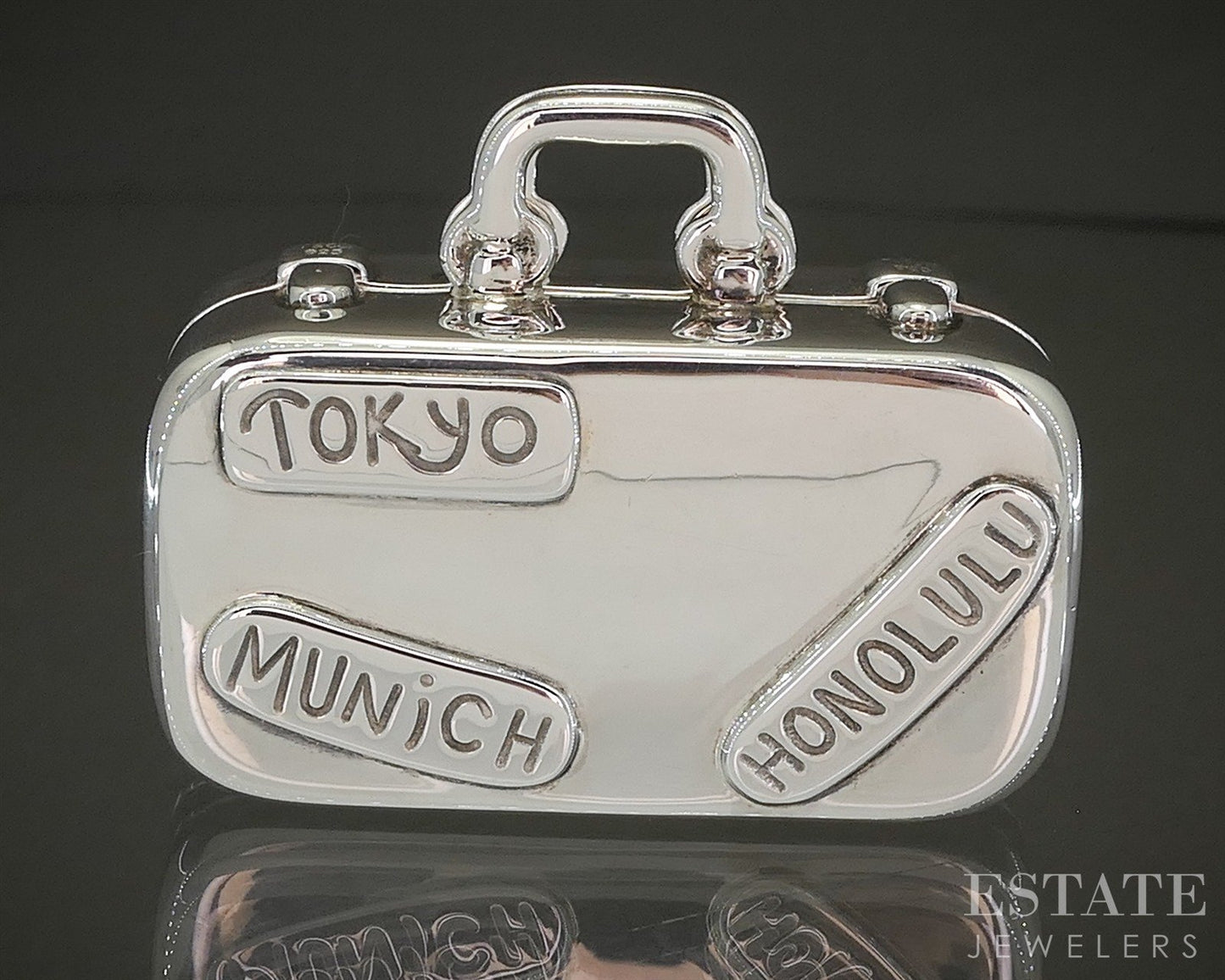 Sterling Silver Tiffany & Co Traveler Suitcase Pill Box 37.9g p27195