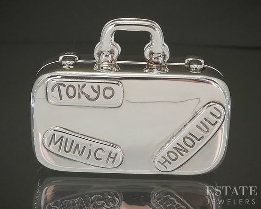 Sterling Silver Tiffany & Co Traveler Suitcase Pill Box 37.9g p27195