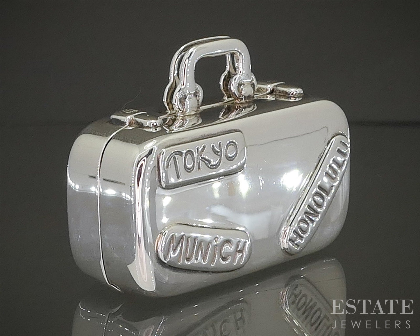 Sterling Silver Tiffany & Co Traveler Suitcase Pill Box 37.9g p27195