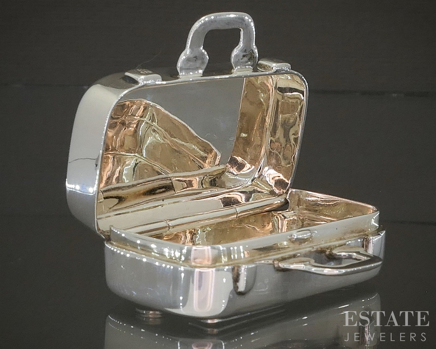 Sterling Silver Tiffany & Co Traveler Suitcase Pill Box 37.9g p27195