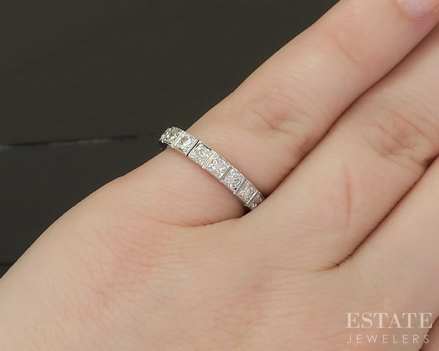 Vintage 14k White Gold Natural .90ctw Diamond Eternity Band 2.5g p26701