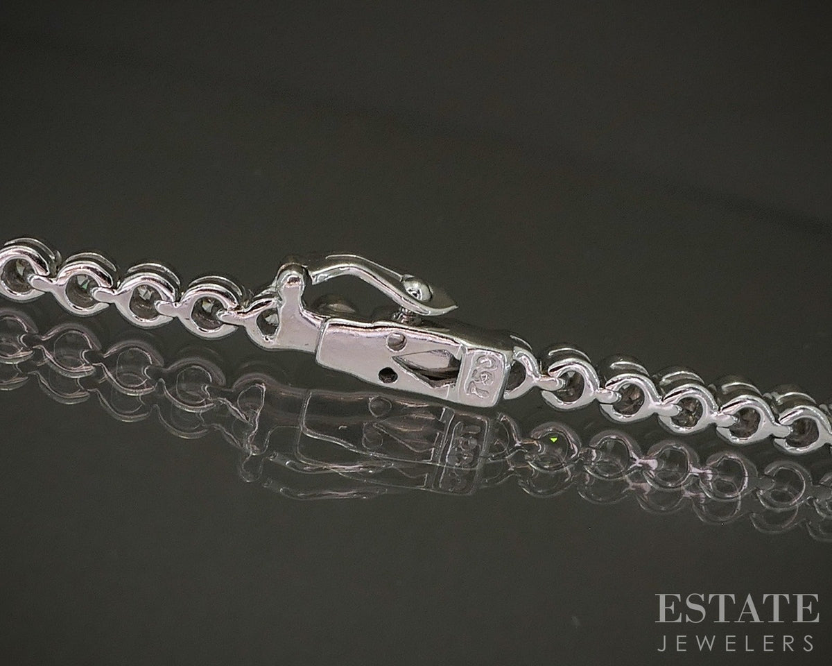 18k White Gold Round Natural 3.00ctw Diamond Line Tennis Necklace 16"L p26816