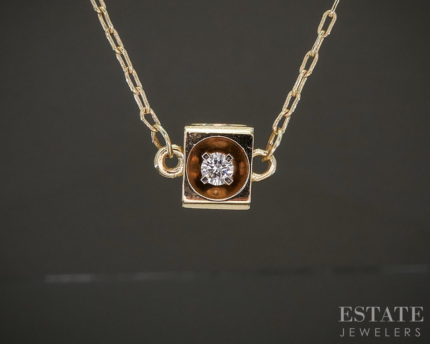 14k Yellow Gold Natural .40ctw Diamond Dimensional Cube Necklace 5g 17"L p26898