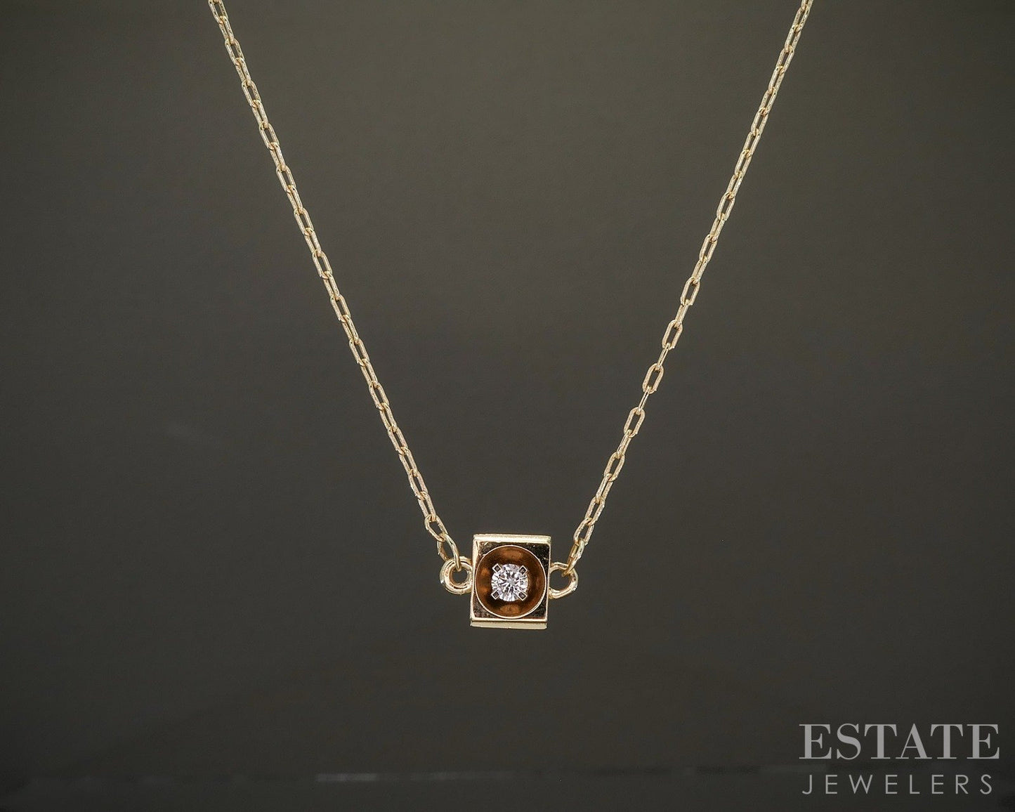 14k Yellow Gold Natural .40ctw Diamond Dimensional Cube Necklace 5g 17"L p26898