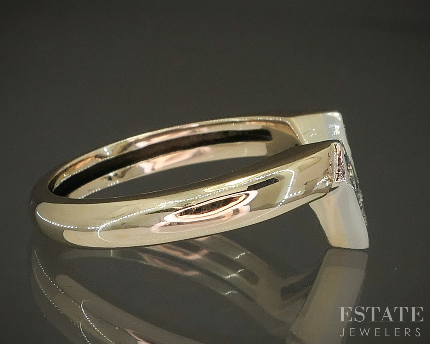 Vintage 14k Yellow Gold Single Cut Natural .10ctw Diamond Chevron Band 5g p26978