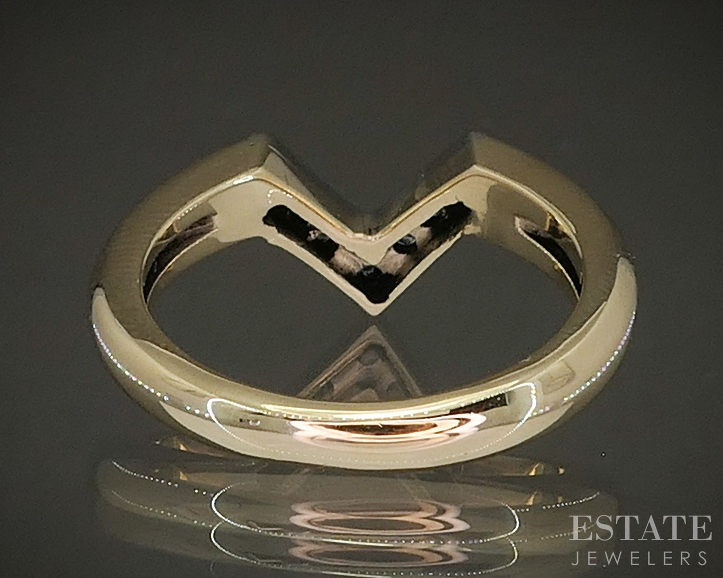 Vintage 14k Yellow Gold Single Cut Natural .10ctw Diamond Chevron Band 5g p26978
