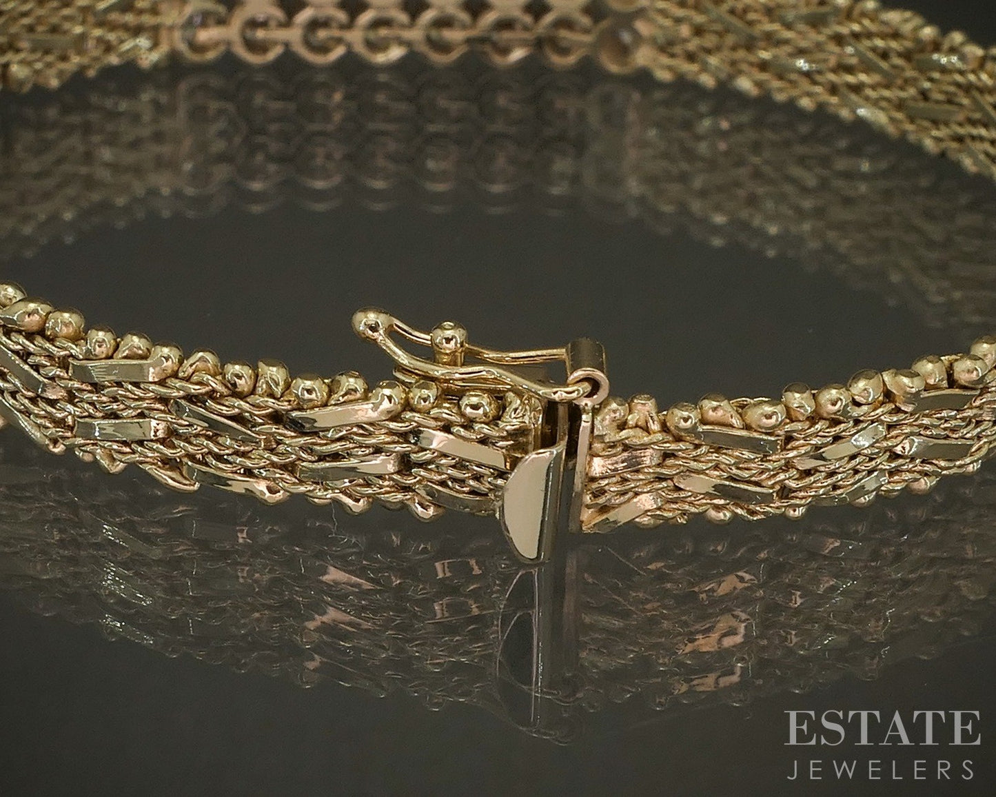 Vintage 14k Yellow Gold Natural Diamond Riccio Link Bracelet 17g 7.25"L p26475