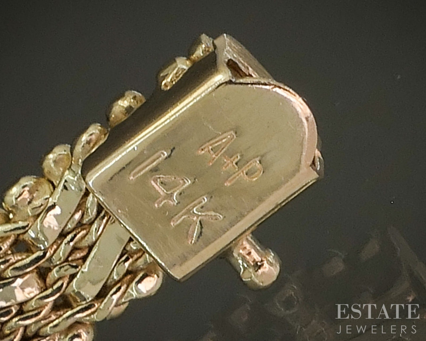 Vintage 14k Yellow Gold Natural Diamond Riccio Link Bracelet 17g 7.25"L p26475