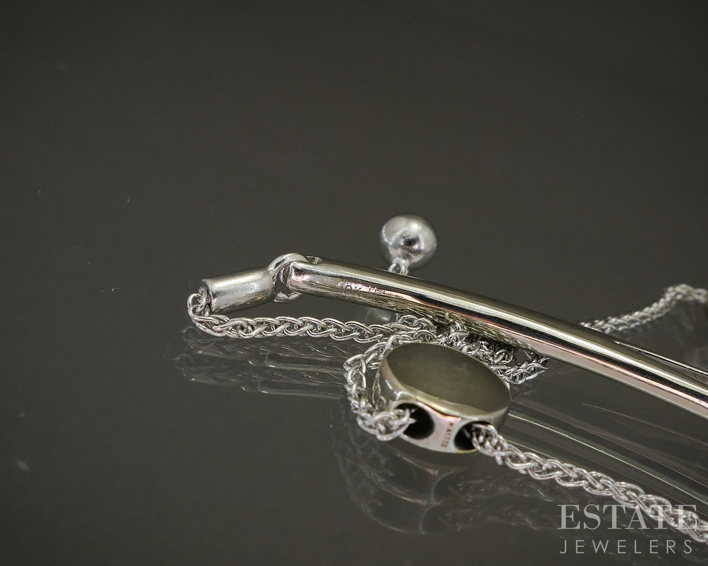 10k White Gold Natural .08ctw Diamond Ladies Bolo Bracelet 5.7g p26746