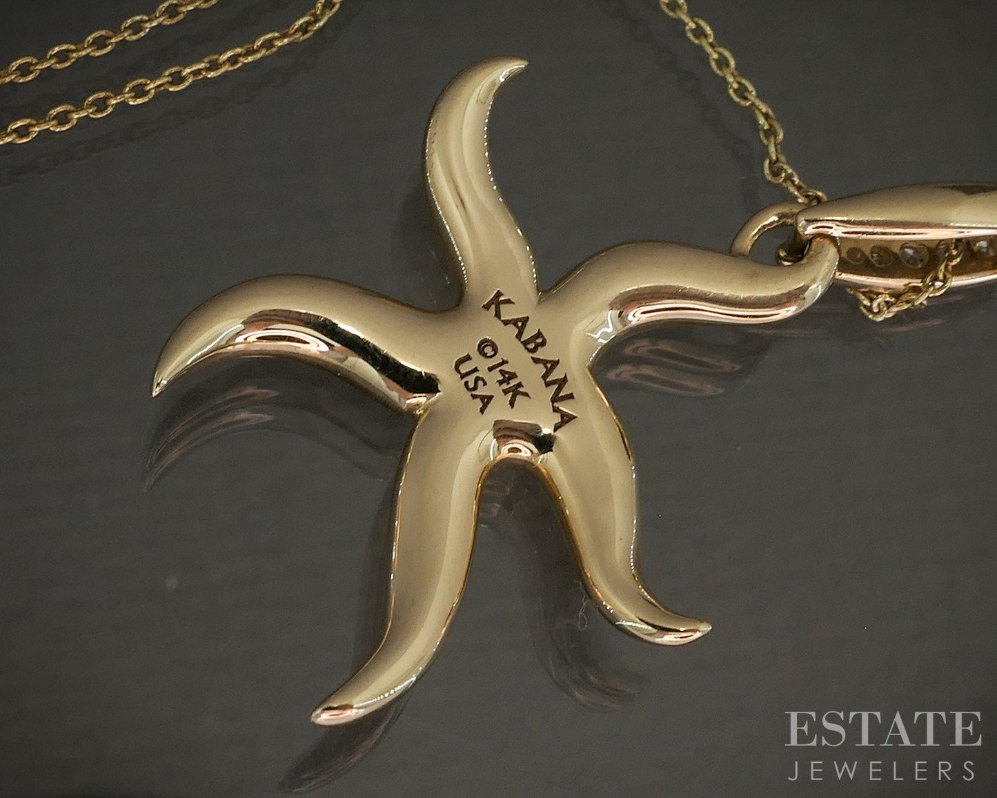14k Yellow Gold Kabana Multi Gem & Diamond Starfish Necklace 4.9g 18"L p26737
