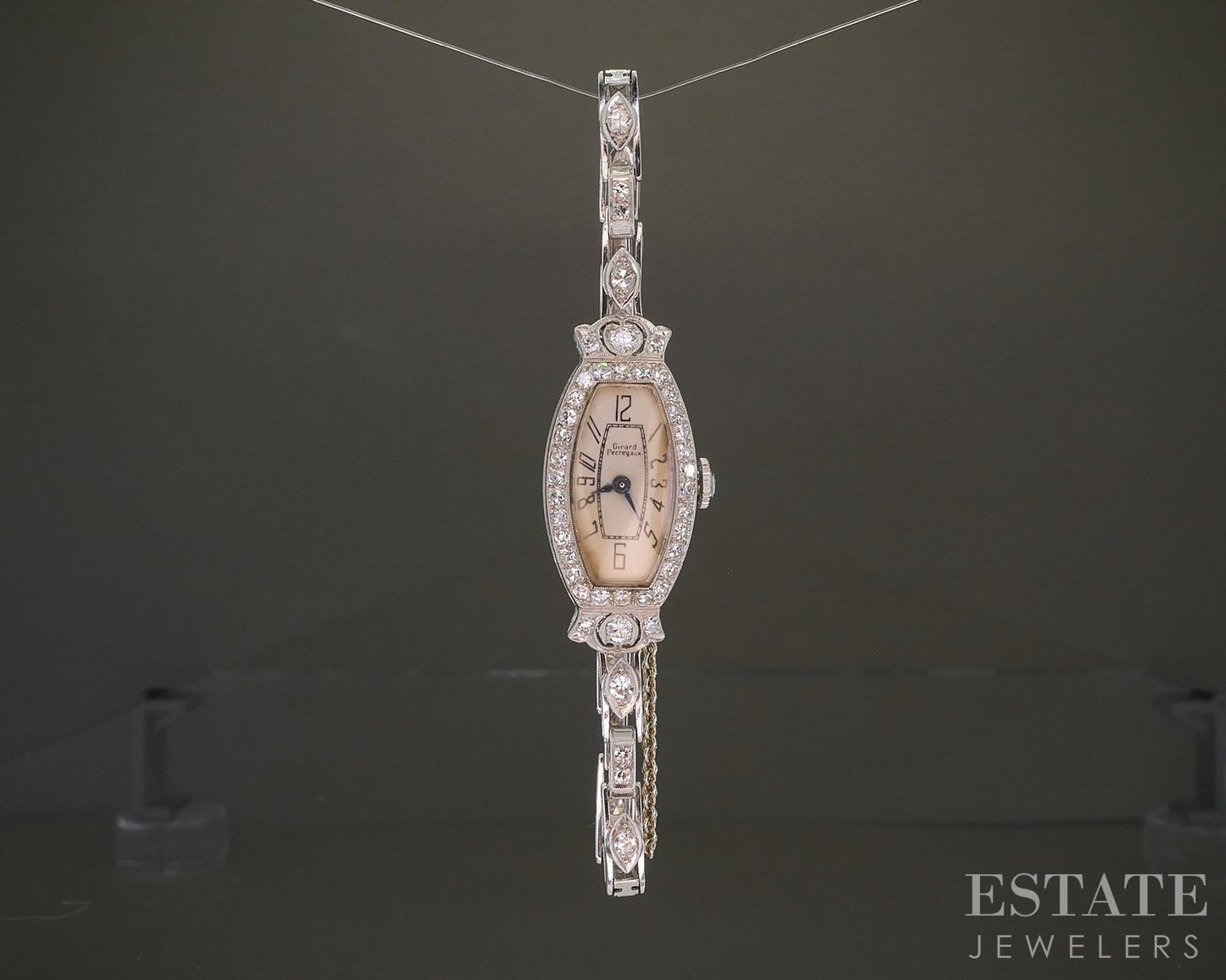 Antique Art Deco Platinum 1ctw Diamond Girard Perregaux Ladies Watch 17g p26546