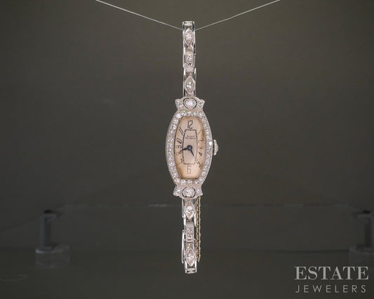 Antique Art Deco Platinum 1ctw Diamond Girard Perregaux Ladies Watch 17g p26546