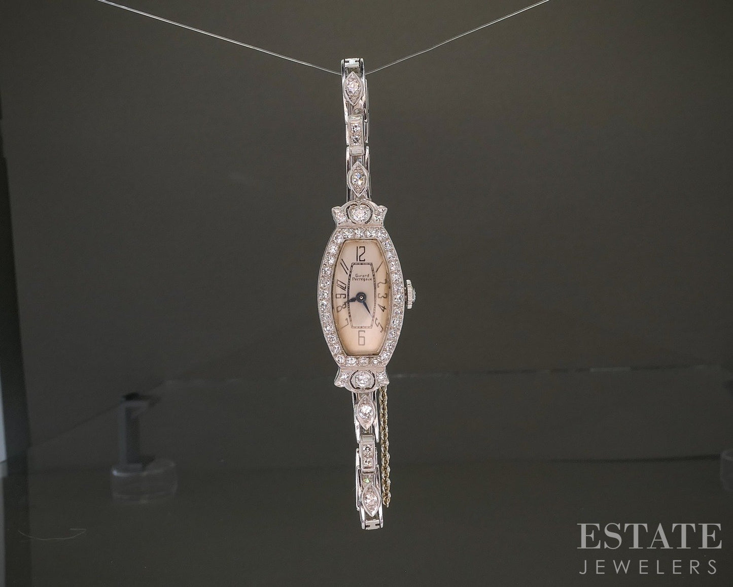 Antique Art Deco Platinum 1ctw Diamond Girard Perregaux Ladies Watch 17g p26546
