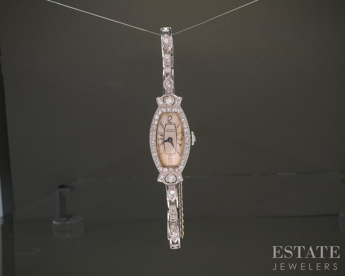 Antique Art Deco Platinum 1ctw Diamond Girard Perregaux Ladies Watch 17g p26546