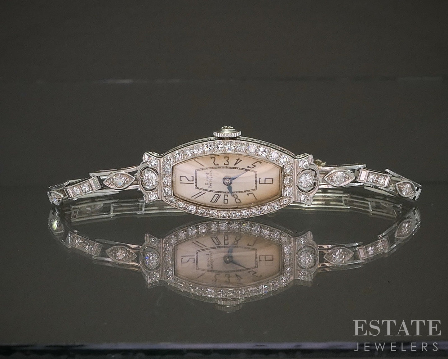 Antique Art Deco Platinum 1ctw Diamond Girard Perregaux Ladies Watch 17g p26546