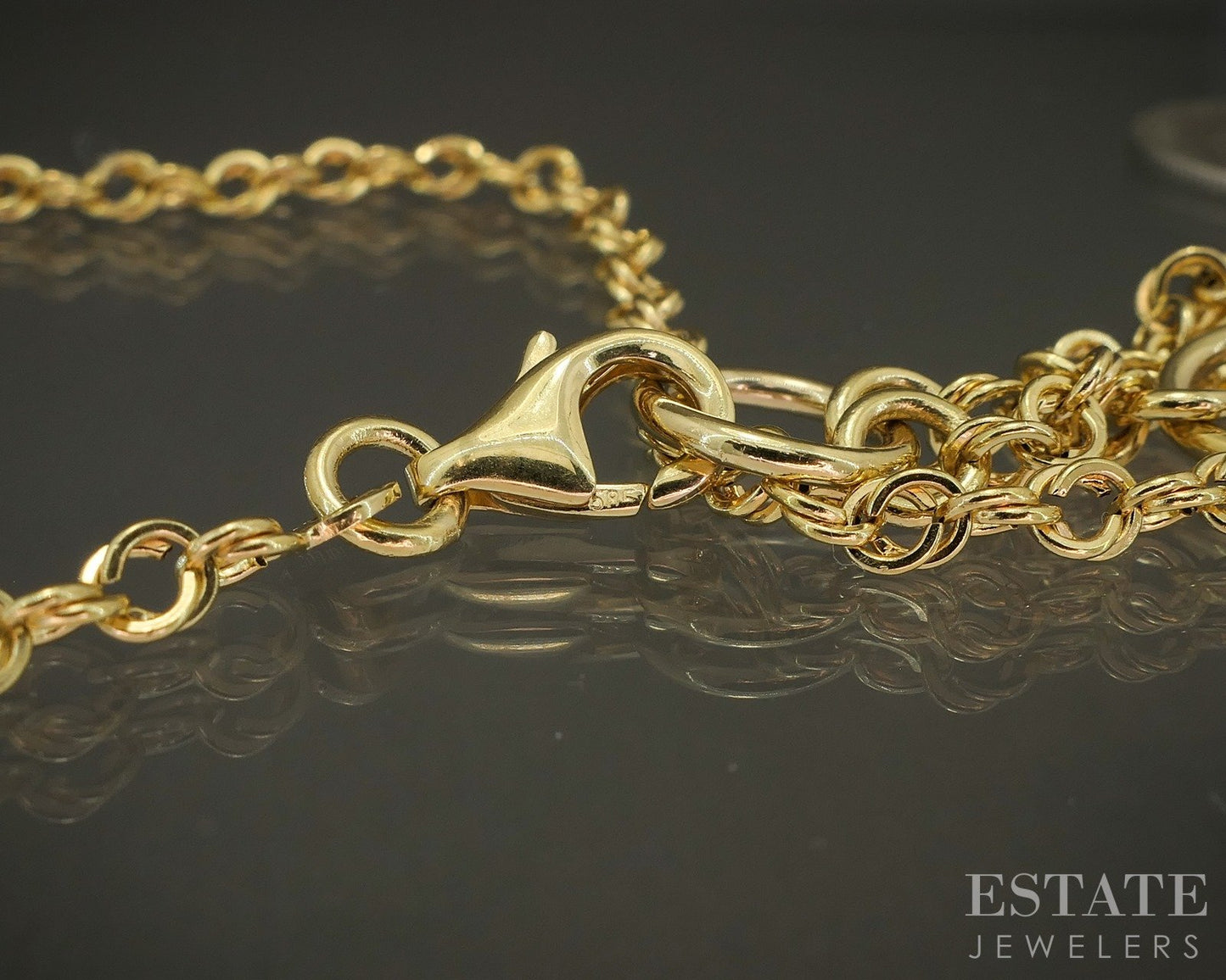 14k Yellow Gold Puffy Heart Cable Chain Lariat Necklace 5.9g 18"L p26398