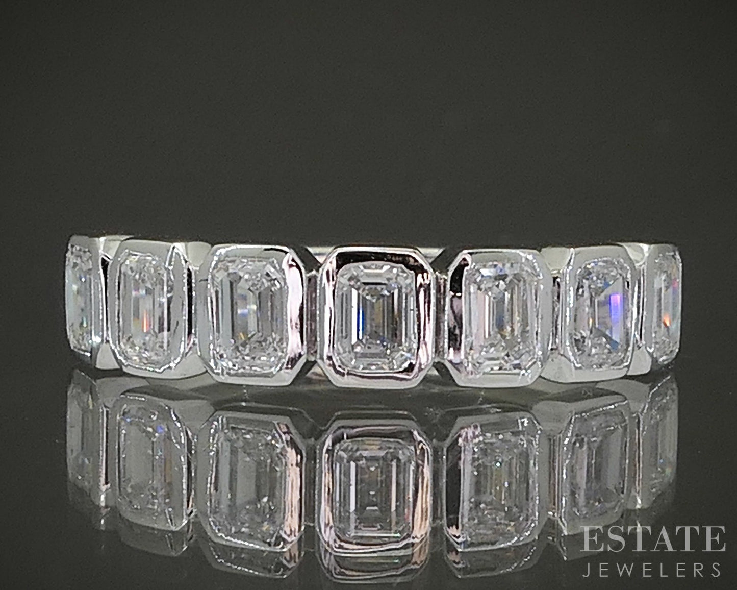 14k White Gold 1.03ctw Lab Emerald-Cut Diamond Wedding Band p30230