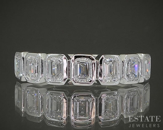 14k White Gold 1.03ctw Lab Emerald-Cut Diamond Wedding Band p30230