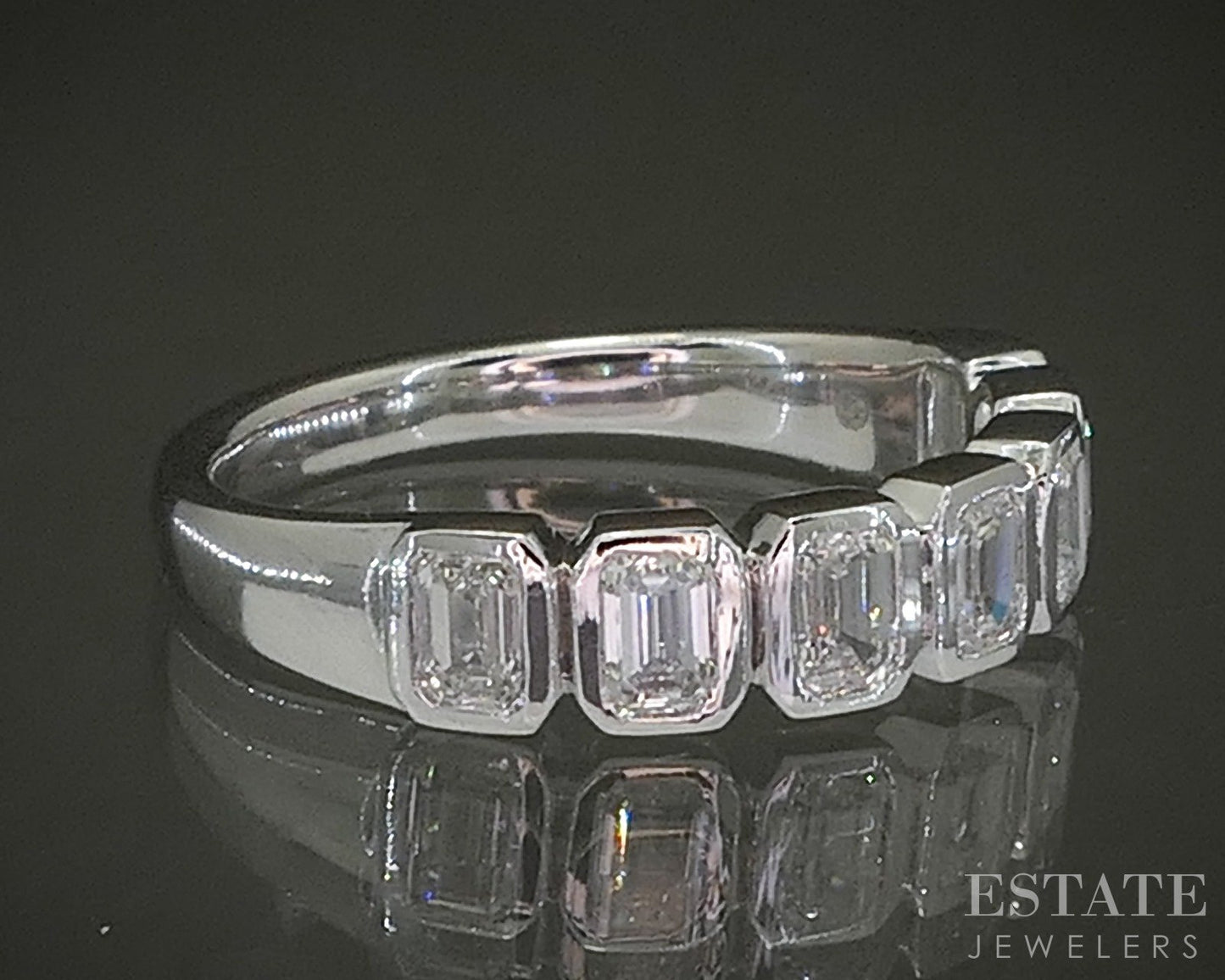 14k White Gold 1.03ctw Lab Emerald-Cut Diamond Wedding Band p30230