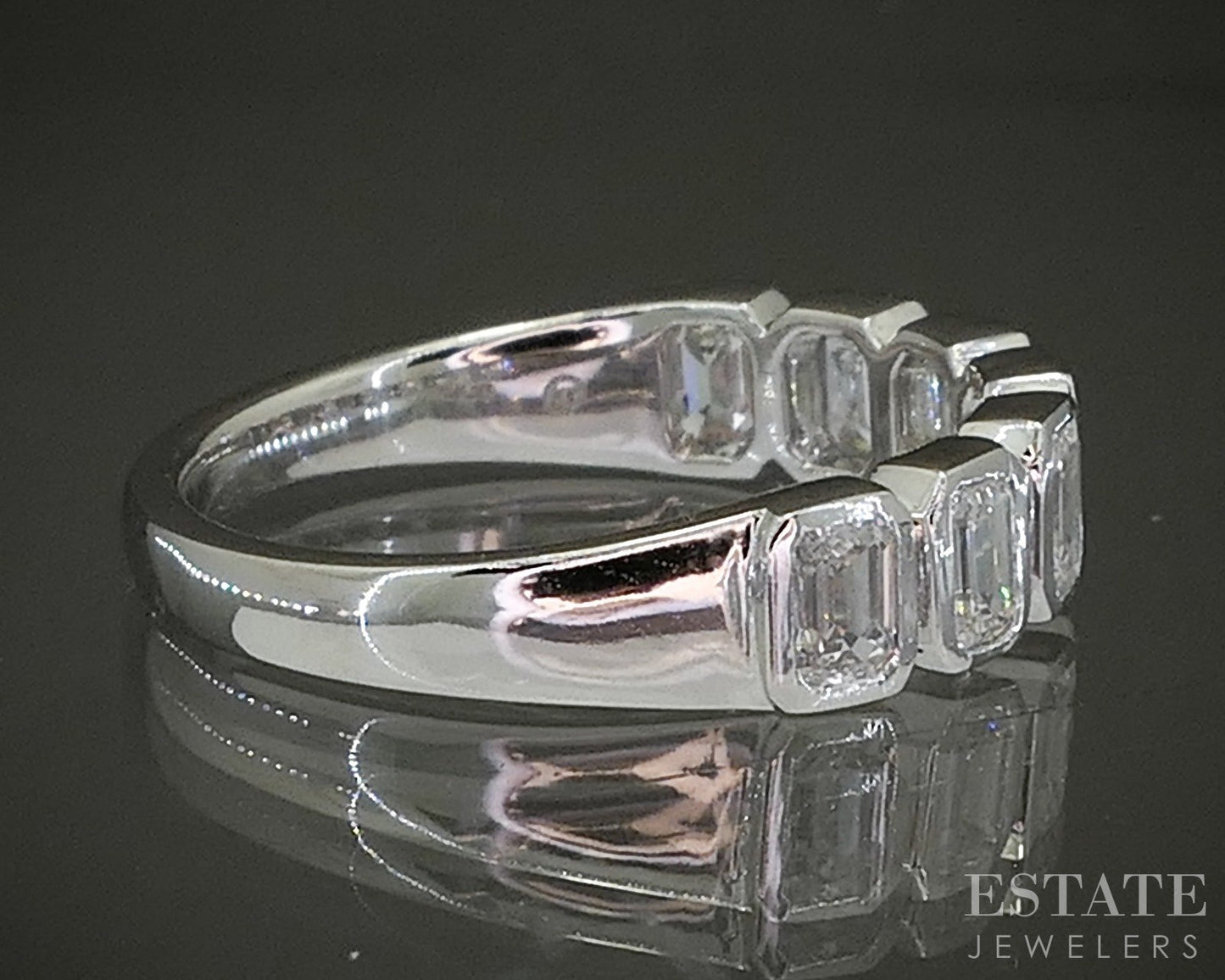 14k White Gold 1.03ctw Lab Emerald-Cut Diamond Wedding Band p30230