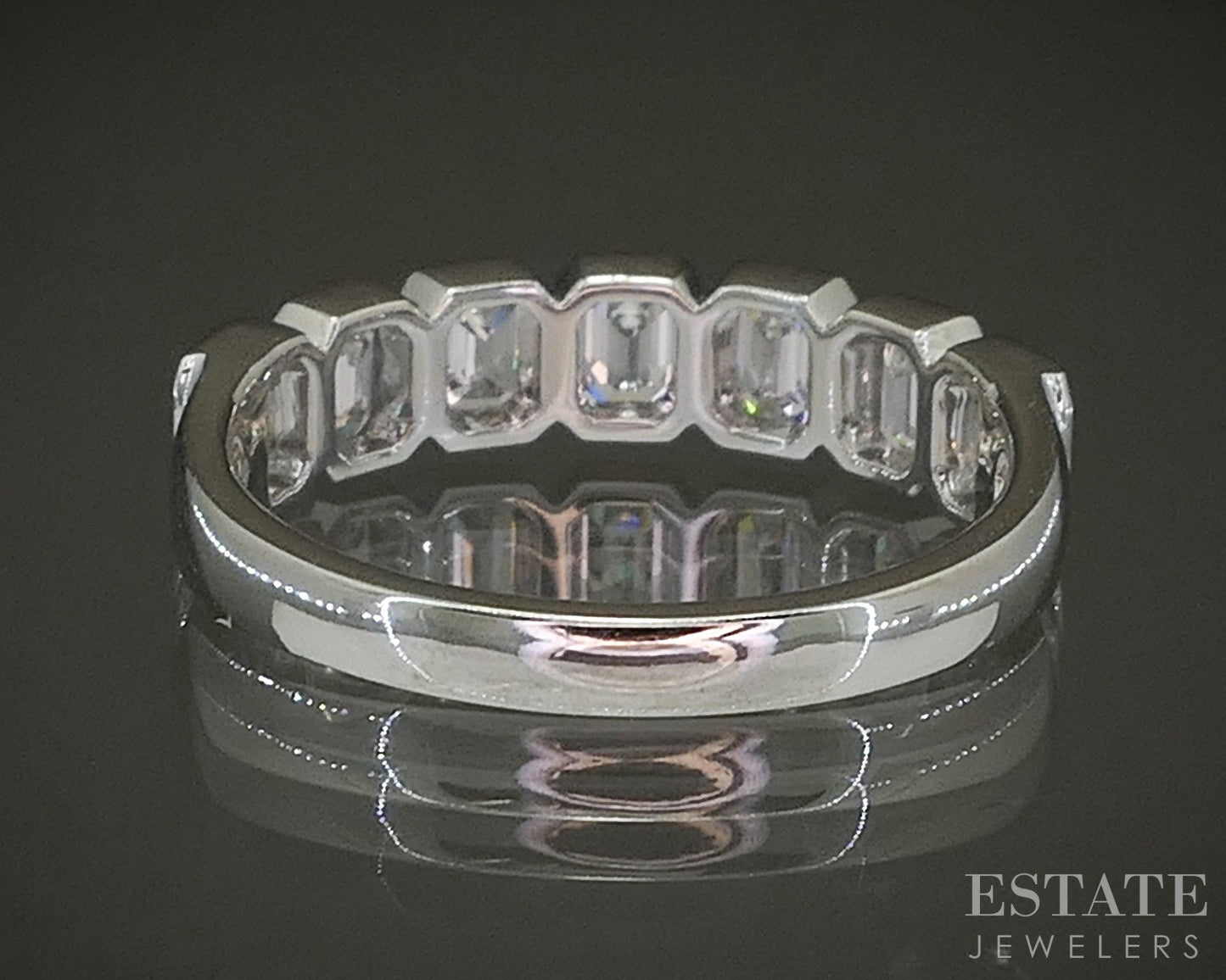 14k White Gold 1.03ctw Lab Emerald-Cut Diamond Wedding Band p30230