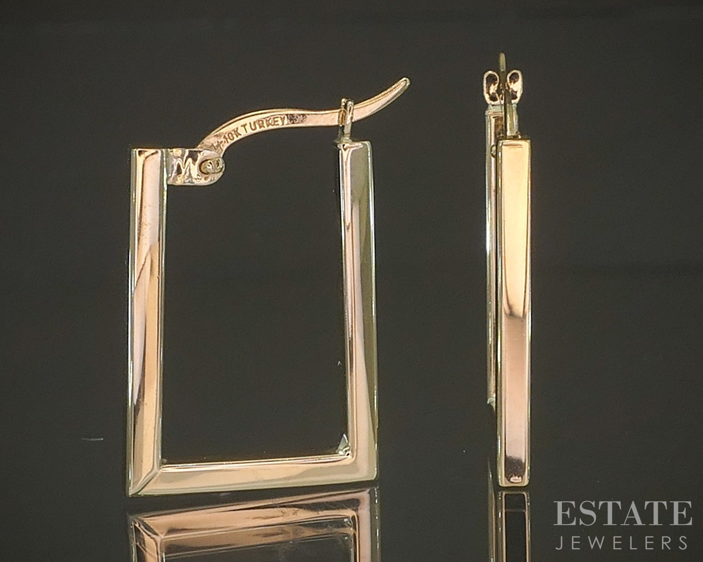 10k Yellow Gold 2.2mm Smooth Rectangle Hoop Ladies Earrings 1.9g p30234