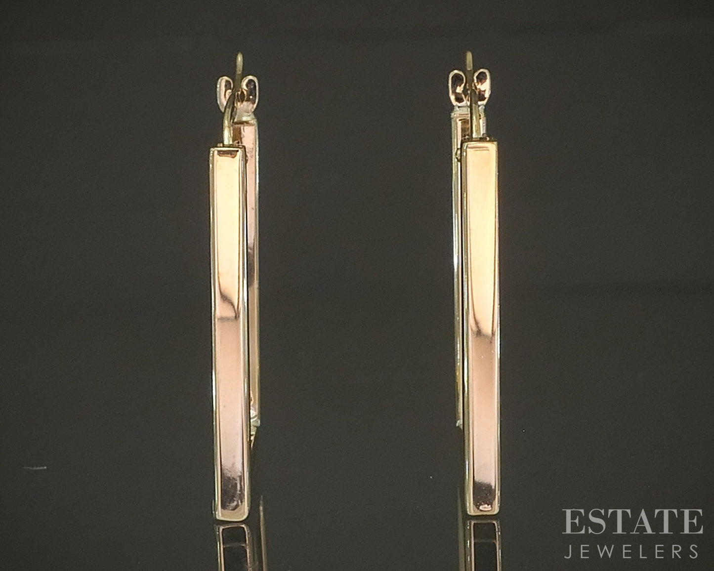 10k Yellow Gold 2.2mm Smooth Rectangle Hoop Ladies Earrings 1.9g p30234
