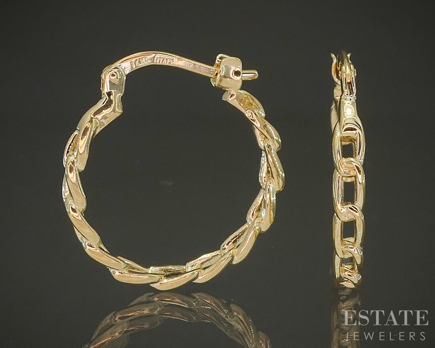 14k Yellow Gold Link Hoop Ladies Earrings 2.4g p30245