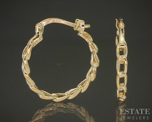 14k Yellow Gold Link Hoop Ladies Earrings 2.4g p30245