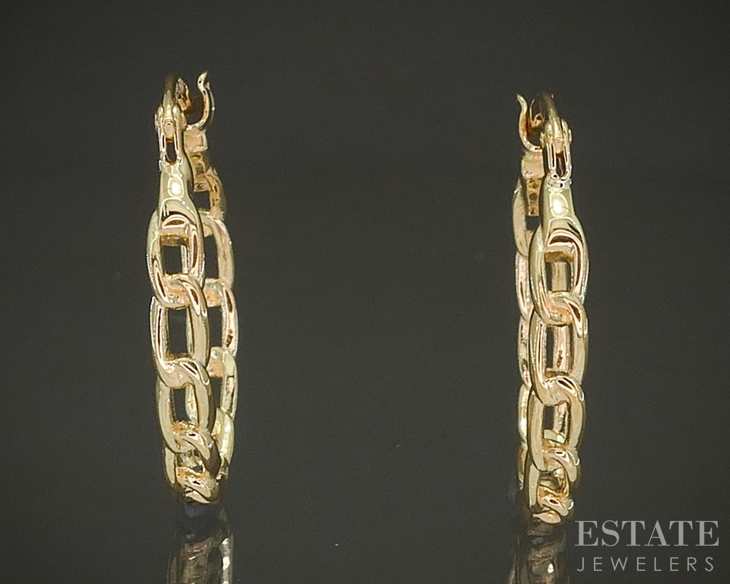 14k Yellow Gold Link Hoop Ladies Earrings 2.4g p30245