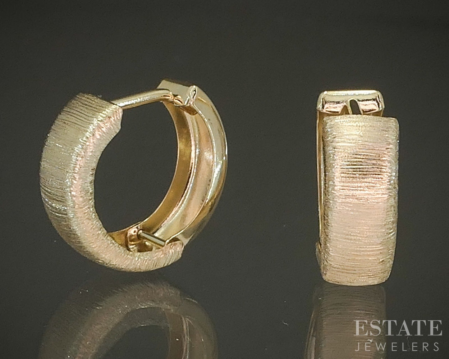 14k Yellow Gold 4.6mm Textured Hinged Hoop Ladies Earrings 1.1g p30248