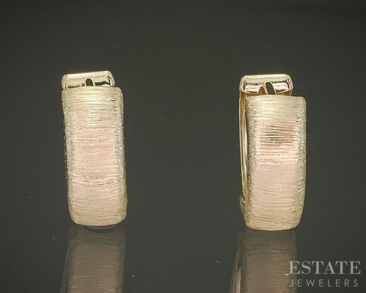 14k Yellow Gold 4.6mm Textured Hinged Hoop Ladies Earrings 1.1g p30248