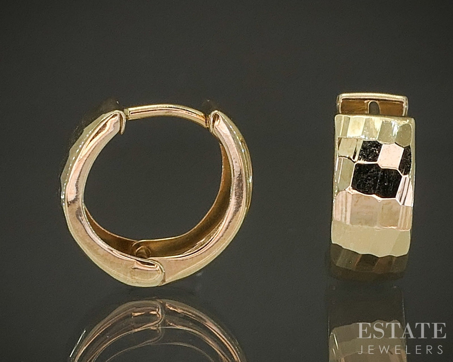 14k Yellow Gold 4.6mm Satin Hinged Hoop Ladies Earrings 1.2g p30247