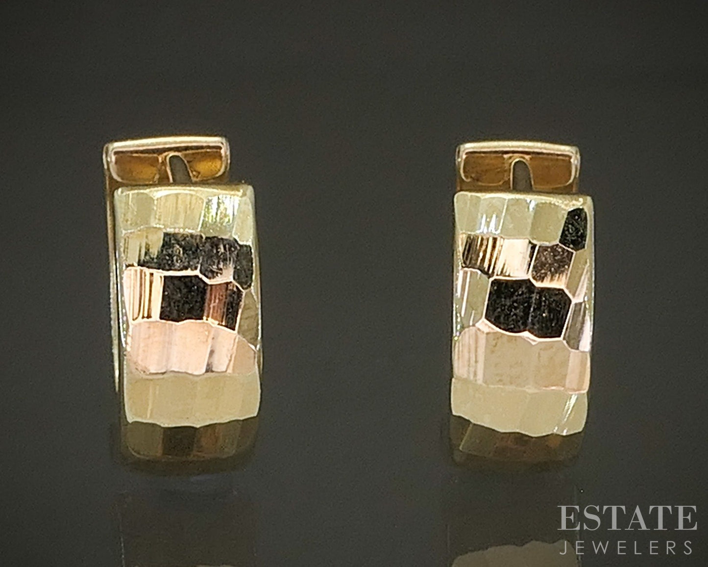 14k Yellow Gold 4.6mm Satin Hinged Hoop Ladies Earrings 1.2g p30247