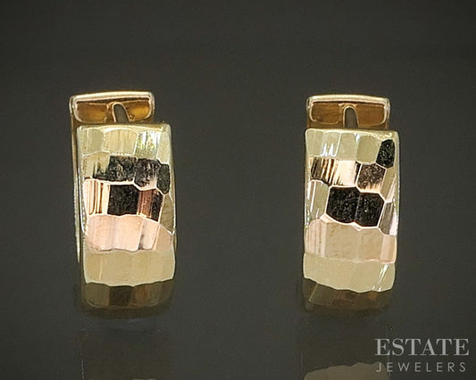 14k Yellow Gold 4.6mm Satin Hinged Hoop Ladies Earrings 1.2g p30247