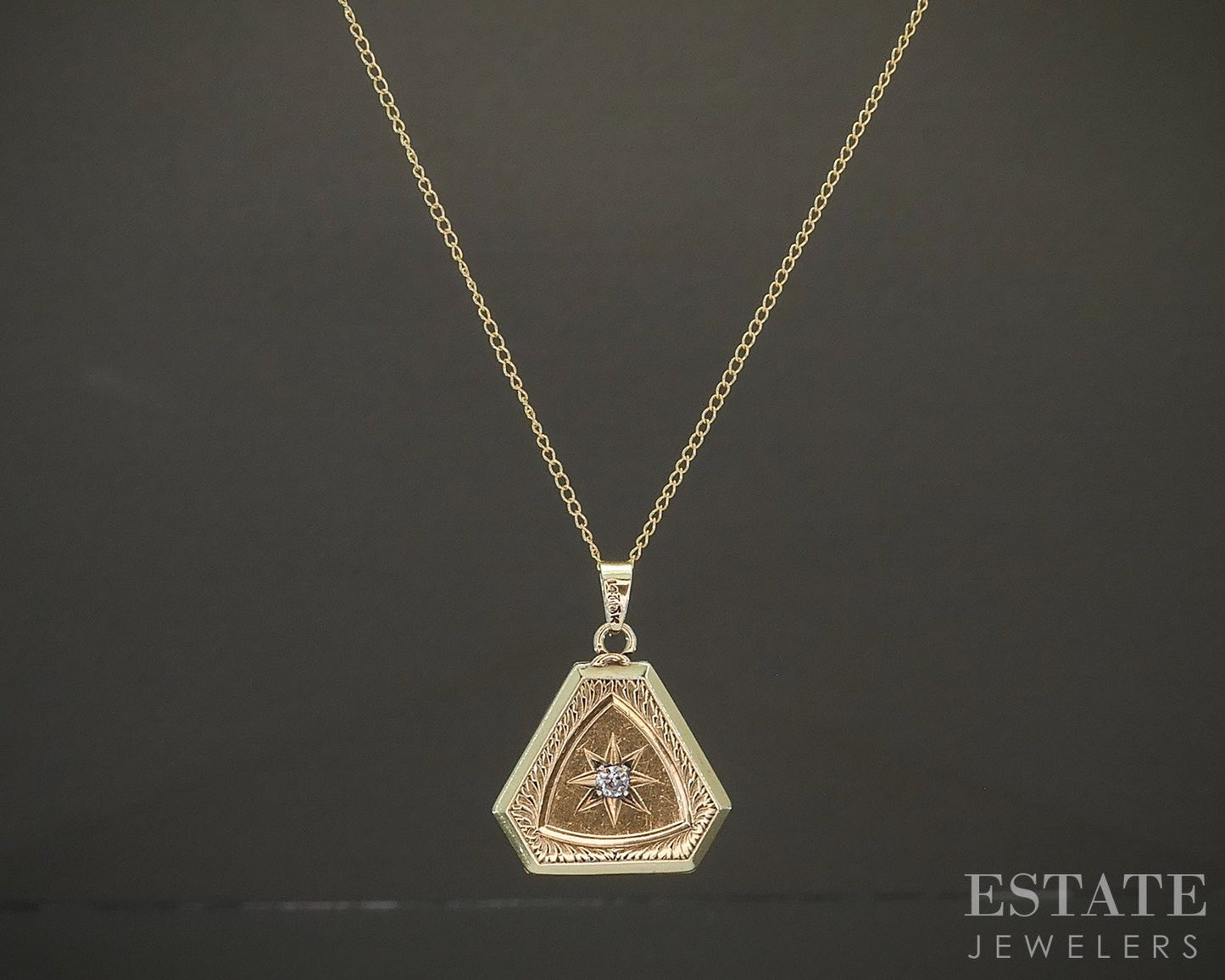 Vintage 14k Yellow Gold Natural Diamond Locket Necklace 4.4g p27997