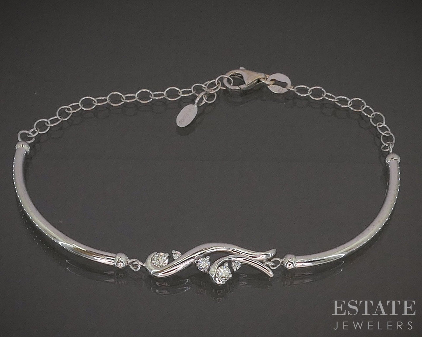 14k White Gold Na Hoku Natural .27ctw Diamond Waterfall Bracelet 4.5g 8"L p27554