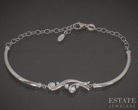 14k White Gold Na Hoku Natural .27ctw Diamond Waterfall Bracelet 4.5g 8"L p27554