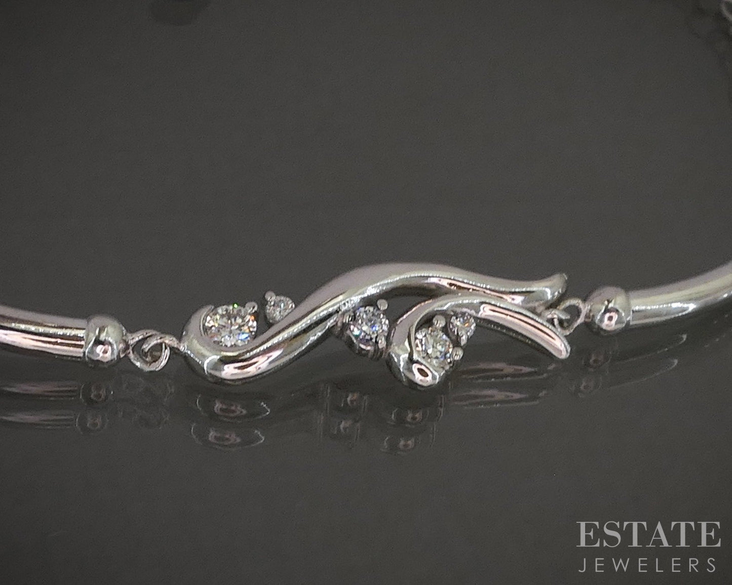 14k White Gold Na Hoku Natural .27ctw Diamond Waterfall Bracelet 4.5g 8"L p27554