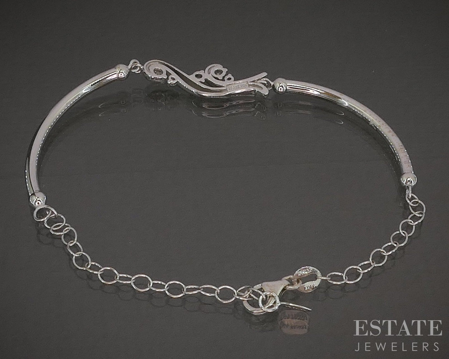 14k White Gold Na Hoku Natural .27ctw Diamond Waterfall Bracelet 4.5g 8"L p27554