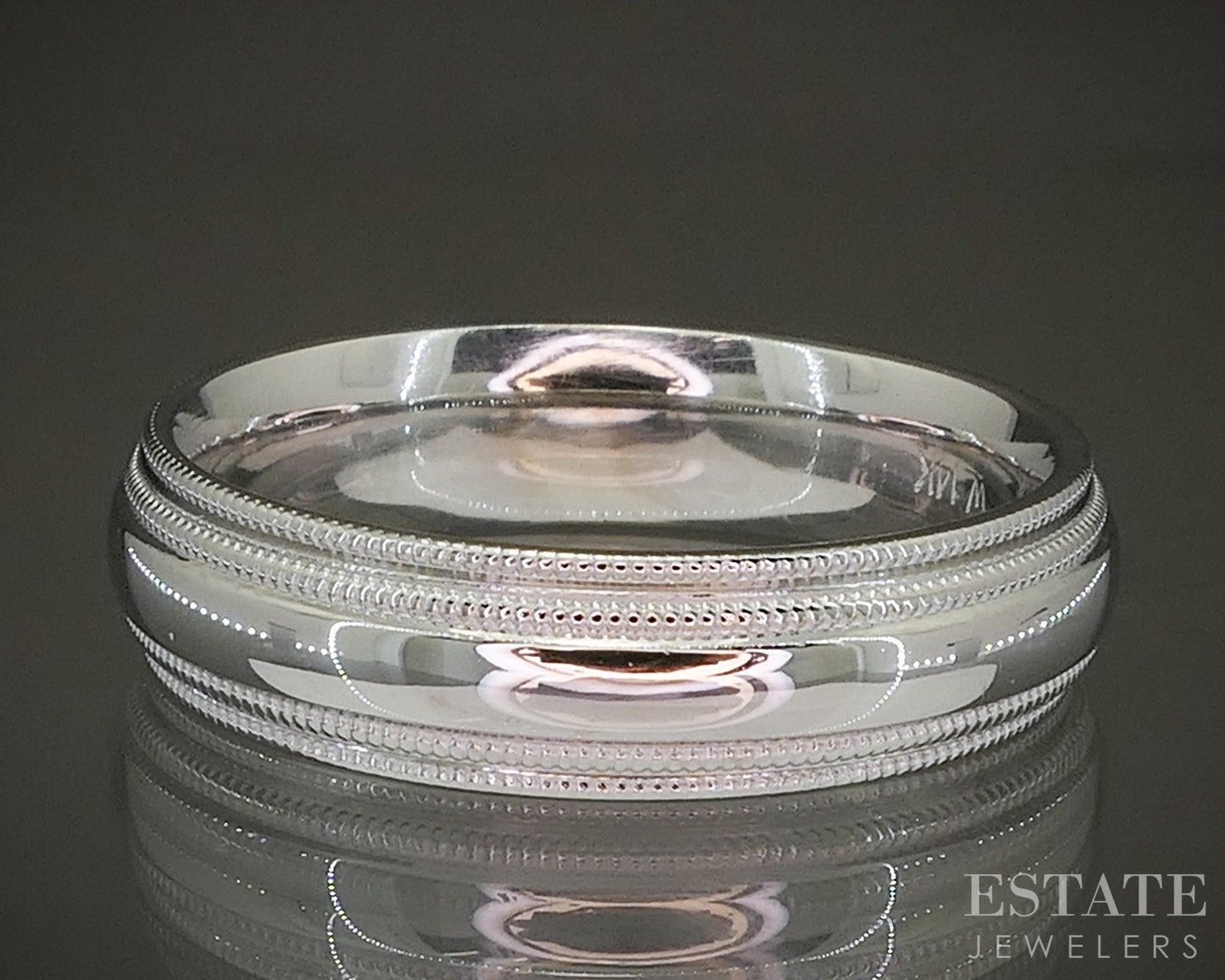 14k White Gold 5.6mm Smooth Comfort Fit Mens Wedding Band 8.6g p27862
