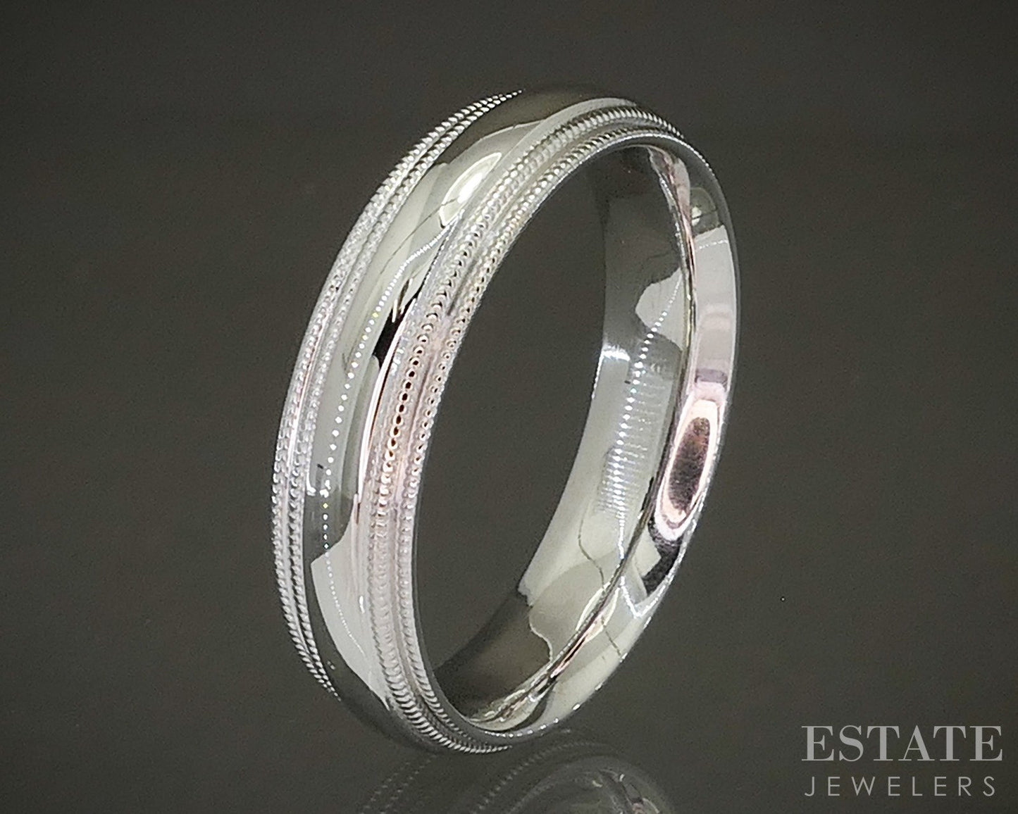 14k White Gold 5.6mm Smooth Comfort Fit Mens Wedding Band 8.6g p27862