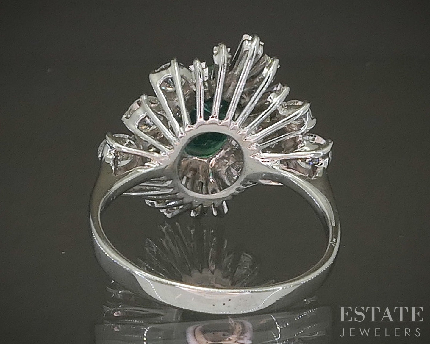 18k White Gold IGI Natural 1.30ct Emerald & Diamond Cocktail Ring 5.5g p28136