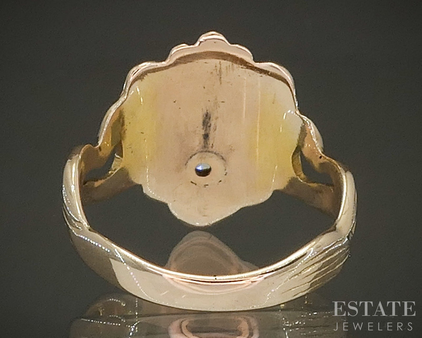 Antique Art Nouveau 14k Yellow Gold OMC .17ct Diamond Lion Head Ring p27465