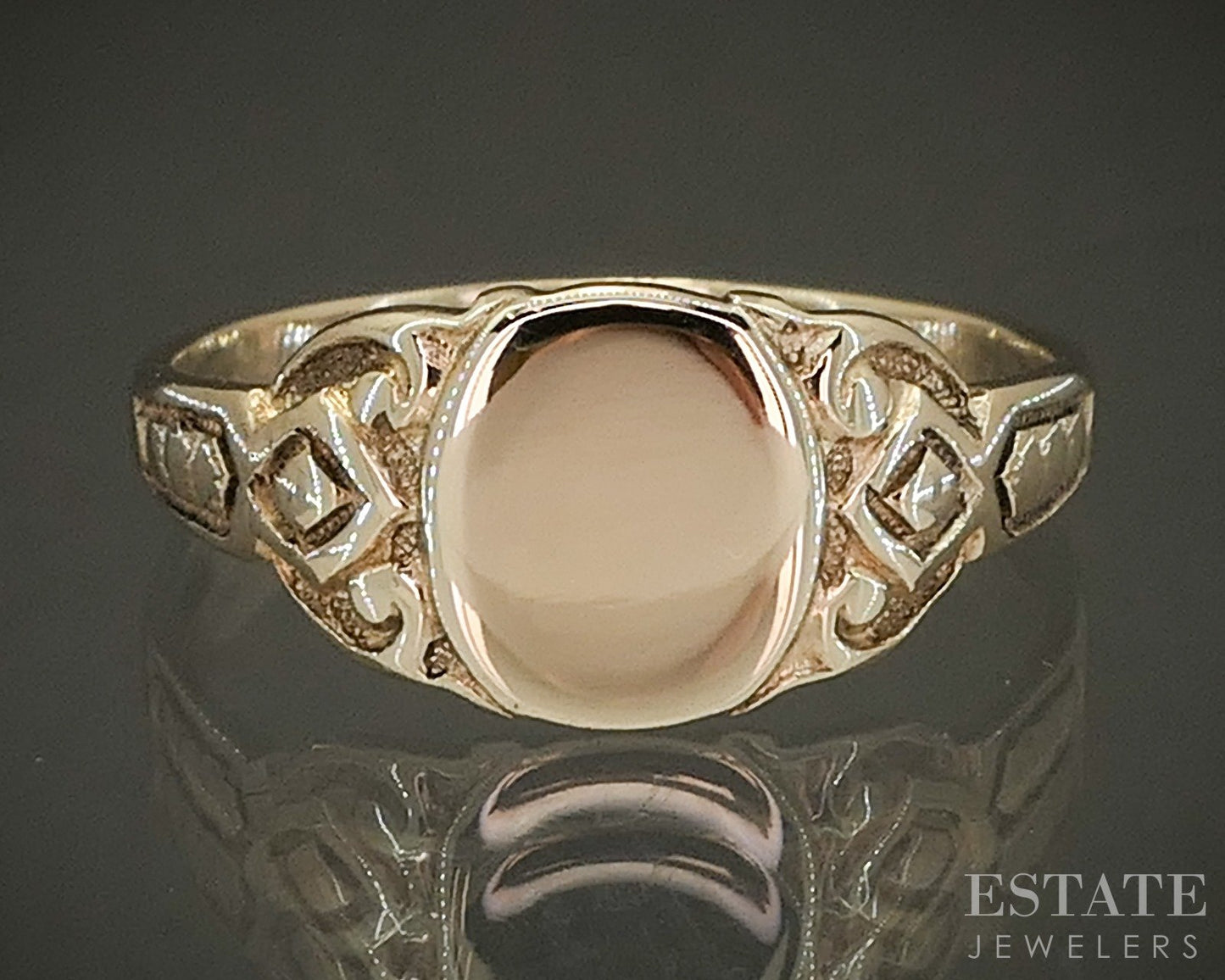 Antique Victorian 10k Yellow Gold Ladies Signet Band Ring 1.7g p27318